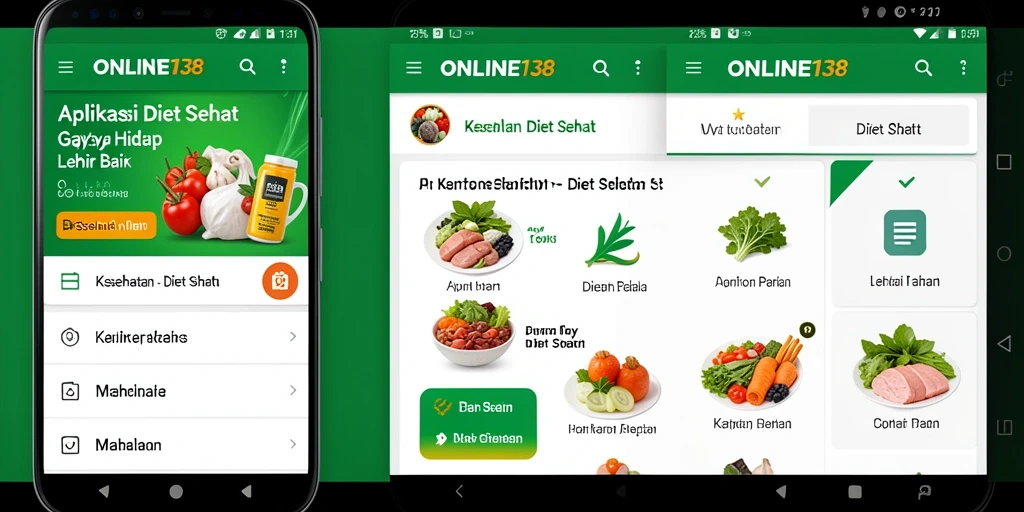 Antarmuka aplikasi ONLINE138 yang intuitif dan informatif untuk Diet Sehat.
