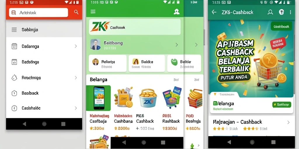 Tampilan antarmuka ZK6 menampilkan fitur Cashback yang menarik dan mudah diakses.