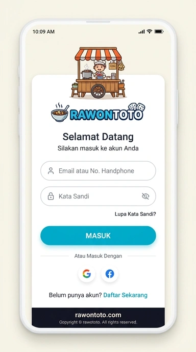 Tampilan halaman login rawontoto